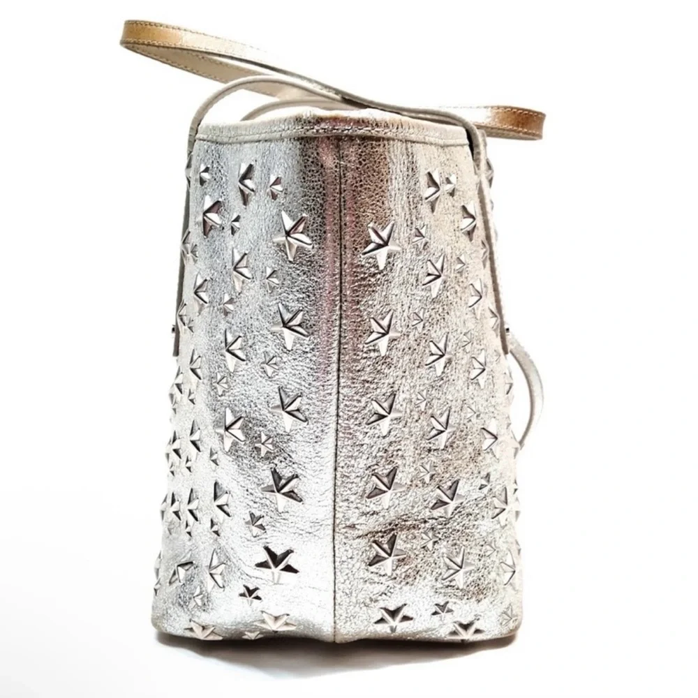 Jimmy Choo ~ Sophia metallic silver leather tote bag with star studs - Picture 3 of 6